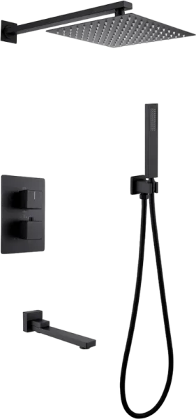 Душевой комплект Abber Daheim AF8250B, С ВНУТРЕННЕЙ ЧАСТЬЮ, черный матовый Sancos — Оригинал