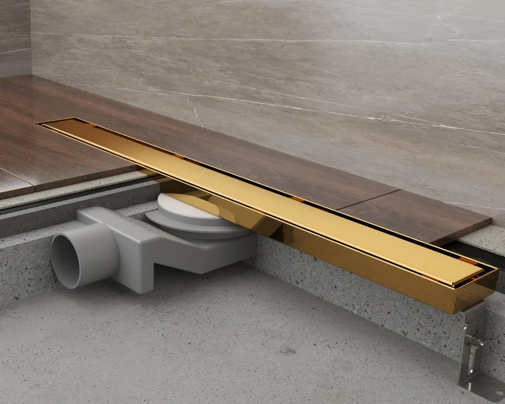 Душевой трап (лоток) Plumberia Selection PSL Linear 80 см, золото 24К Sancos — официальный сайт