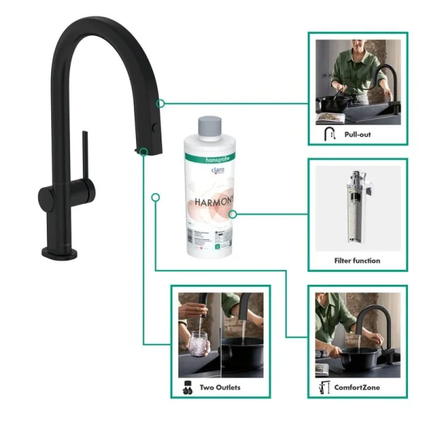 Смеситель для кухни Hansgrohe Aqittura M91 76803670 матовый черный Sancos — Оригинал