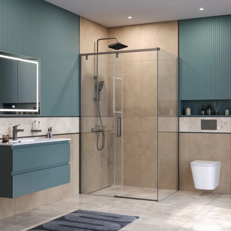 Душевой уголок BelBagno Soft Close-1 AH-1-120/90-C-GM профиль оружейная сталь Sancos — официальный сайт