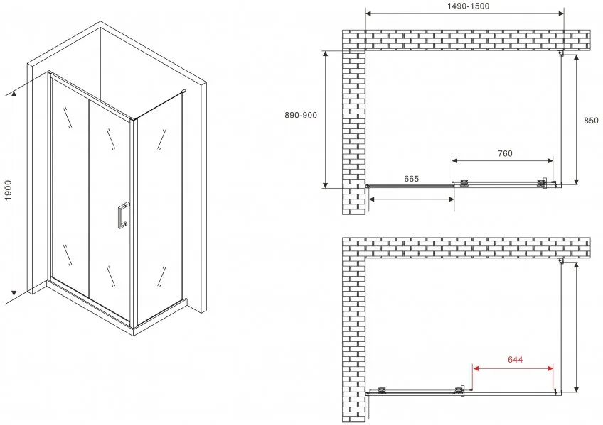 Душевой уголок Abber Schwarzer Diamant AG301505-S905 150x90, профиль хром, стекло прозрачное Sancos — официальный сайт