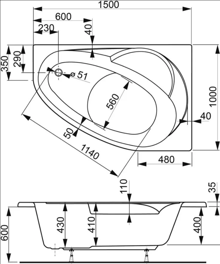 Акриловая ванна Vagnerplast Flora VPBA151FLA3LX-04 без опоры 150x100 см, угловая, левая, пристенная Sancos — официальный сайт