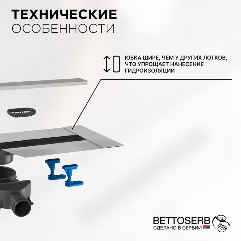 Душевой трап (лоток) BETTOSERB Frameless Line 950 Drain, матовый хром Sancos — официальный сайт