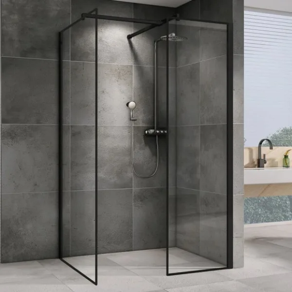 Душевой уголок Abber Immer Offen AG67129B 120x90, профиль черный, стекло прозрачное Sancos — Оригинал