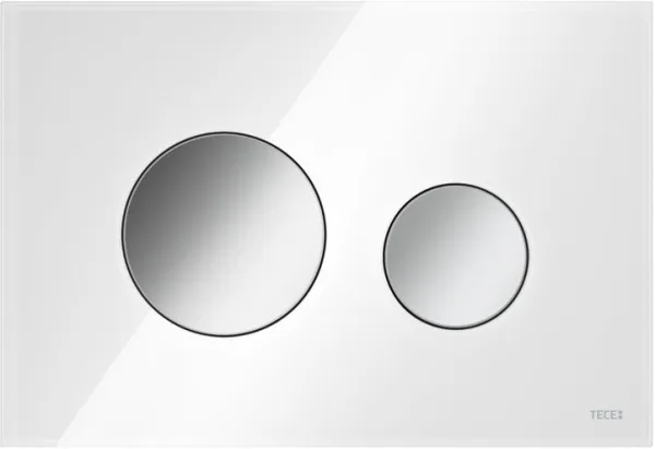 Кнопка смыва TECE Loop 9240660 белое стекло, кнопка хром Sancos — Оригинал