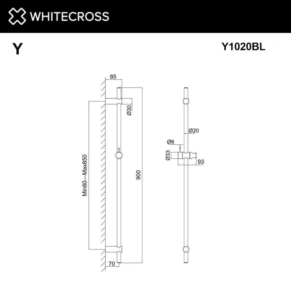 Душевая штанга WHITECROSS Y Y1020BL черный матовый Sancos — официальный сайт