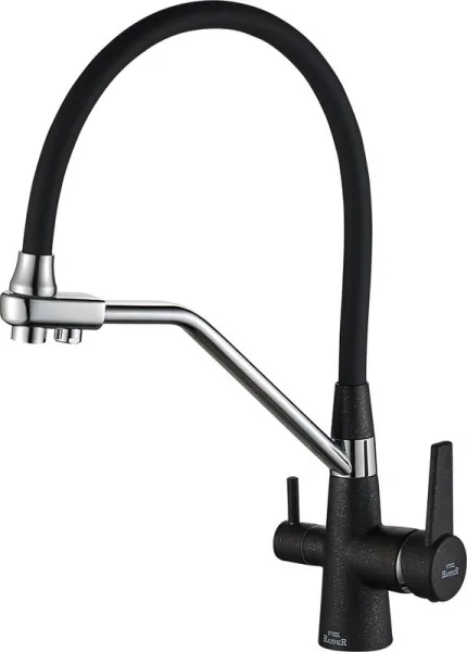 Смеситель для кухни Steel Hammer SH 903-6 Black Cr с гибким изливом Sancos — Оригинал