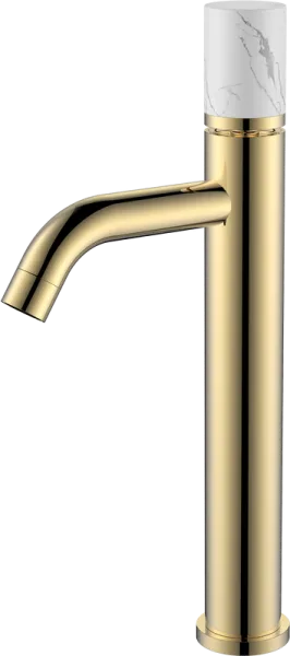 Смеситель для раковины Boheme Stick 122-G-MR-W золотой, белый мрамор Sancos — Оригинал