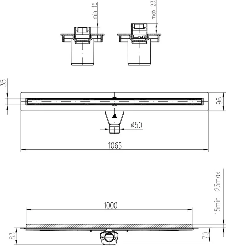 Душевой трап (лоток) MCH Chudej Slim Line CH1000SLC 100 см, матовый черный Sancos — официальный сайт