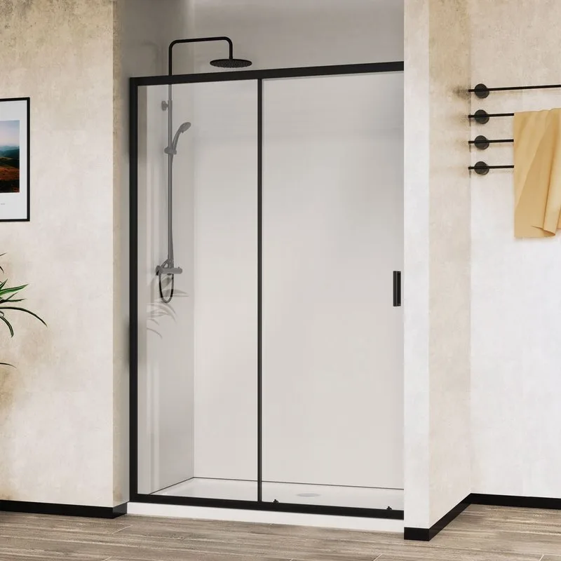 Душевая дверь в нишу Vincea City VDS-5CT150CLB 150 см, профиль черный матовый, стекло прозрачное Sancos — официальный сайт
