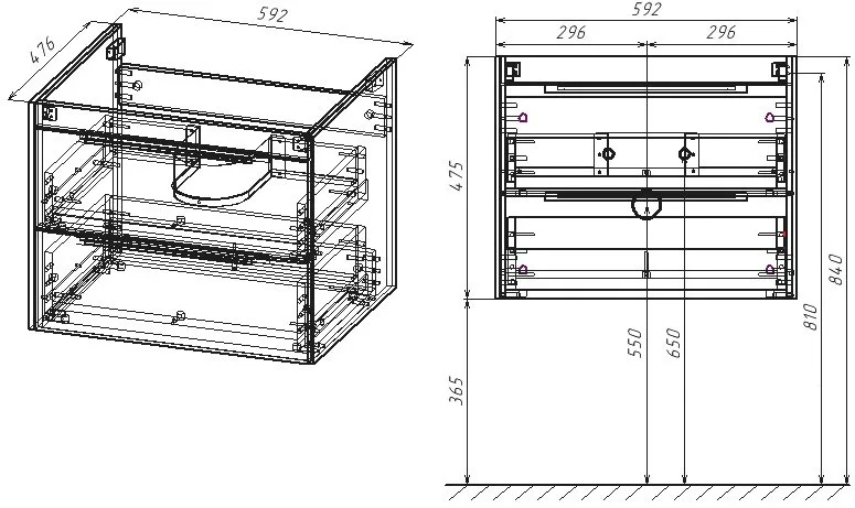 Тумба под раковину без столешницы Vincea Chiara 2D 60, подвесная, 2 ящика, камень Sancos — официальный сайт