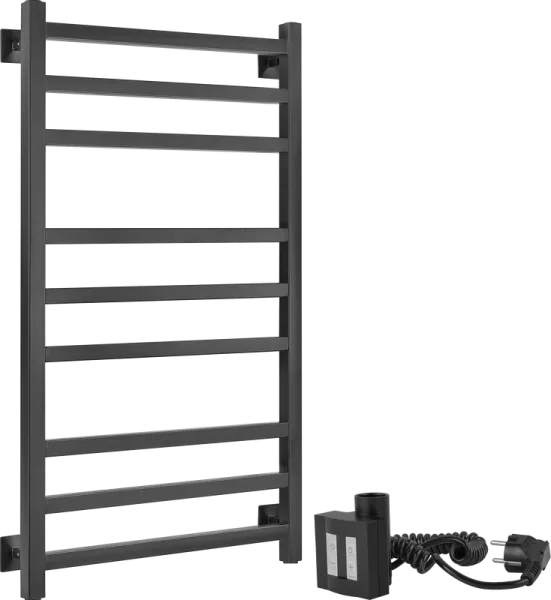 Полотенцесушитель электрический Secado Корато 3 , 100x50 ТЭН квадратный, черный матовый, R Sancos — Оригинал