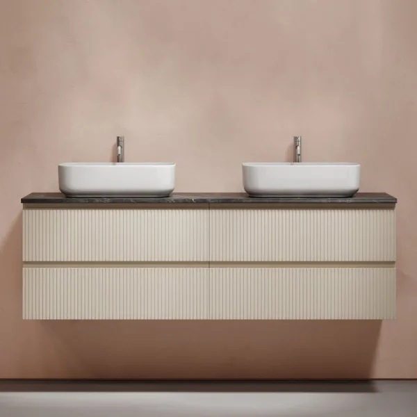 Тумба с раковиной Sancos Snob T 160 beige soft, столешница черный мрамор TT160A1X, раковина CN5043 Sancos — Оригинал