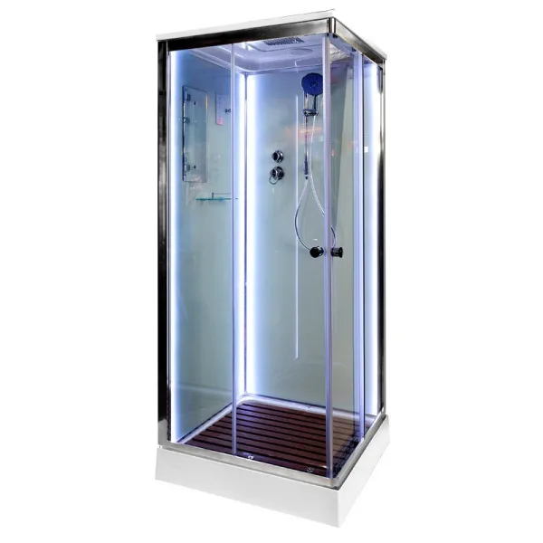 Душевая кабина DTO K401S 100х100, LED, профиль хром, стекло прозрачное Sancos — Оригинал