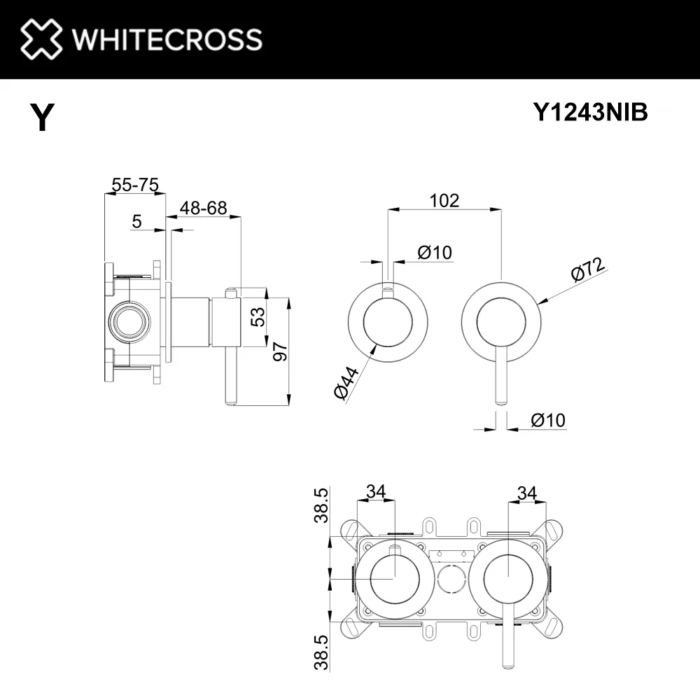 Встраиваемый смеситель WHITECROSS Y Y1243NIB для душа С ВНУТРЕННЕЙ ЧАСТЬЮ, браш никель Sancos — официальный сайт