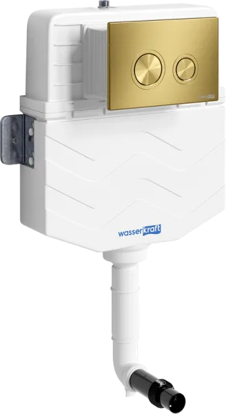 Смывной бачок скрытого монтажа Wasserkraft Aller 10TLT.031.ME.MG01, с кнопкой смыва матовое золото Sancos — Оригинал