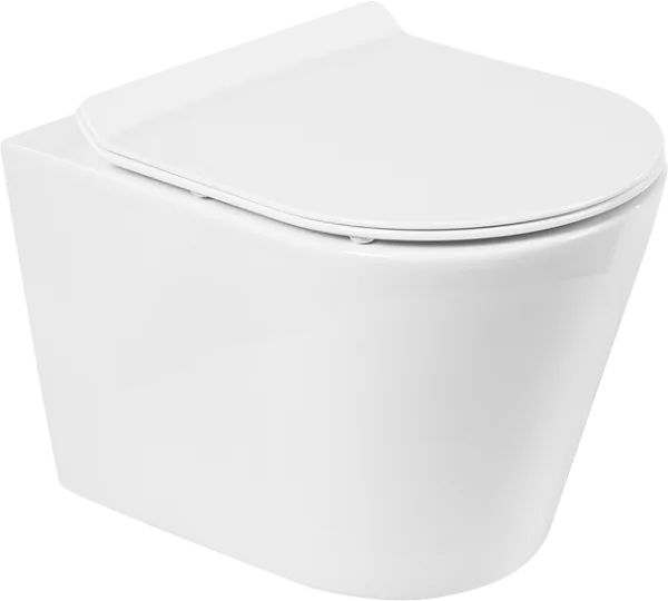 Унитаз подвесной BelBagno Flay-r BB053CHR BB2111SC с микролифтом, безободковый, глянцевый белый Sancos — Оригинал