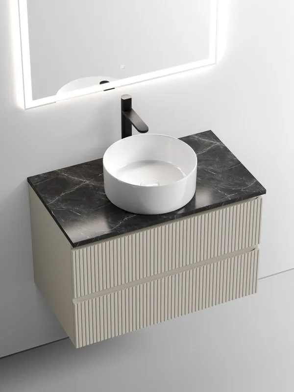 Тумба с раковиной Sancos Snob T 80 см, beige soft, столешница черный мрамор, раковина CN6032 Sancos — официальный сайт