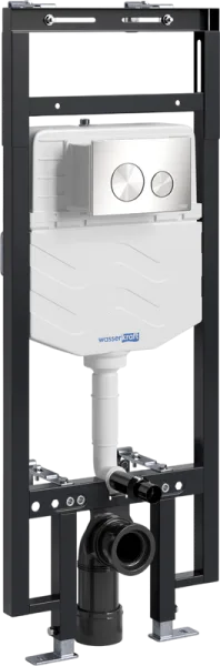 Система инсталляции для унитазов Wasserkraft Dinkel 58TLT.010.ME.BN02, с кнопкой смыва никель Sancos — Оригинал