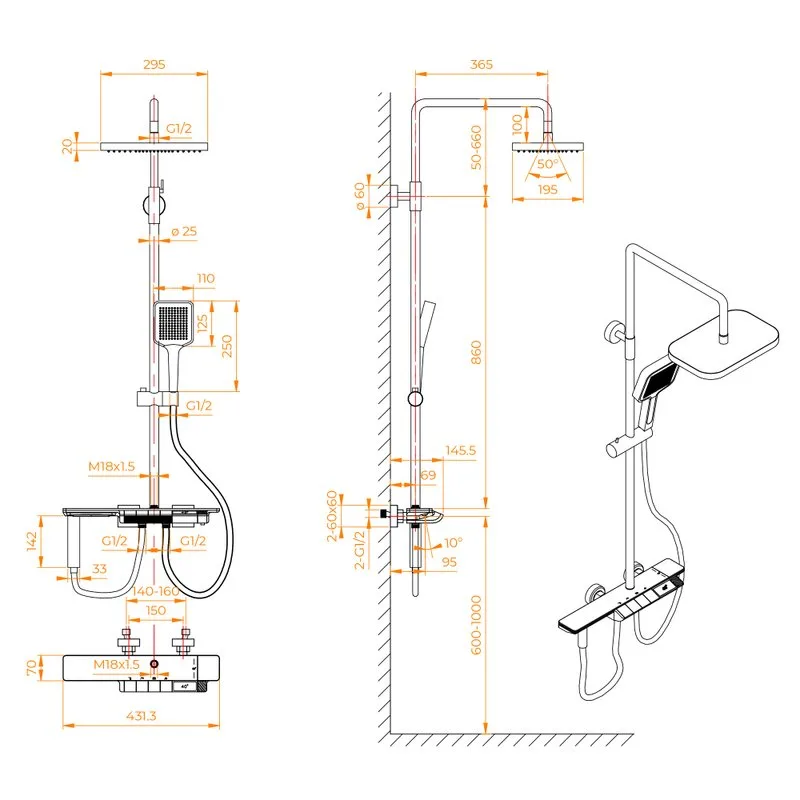 Душевая стойка RGW Shower Panels SP-35-W, белая Sancos — официальный сайт