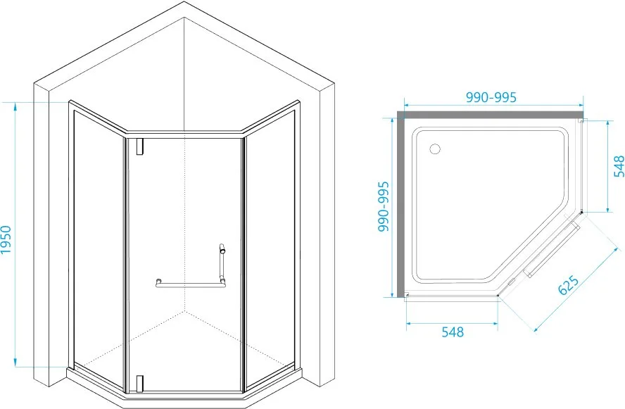 Душевой уголок RGW Hotel HO-084-W 100x100x195 см, профиль белый, стекло матовое Sancos — официальный сайт