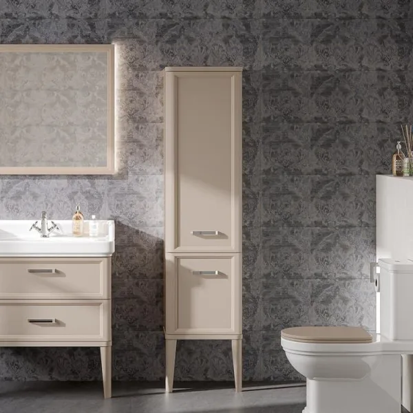 Шкаф-пенал для ванной KERAMA MARAZZI Pompei 150 камео бежевый глянцевый Sancos — Оригинал