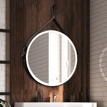 Зеркало круглое Art&Max Milan 100 черный ремень Sancos — Оригинал