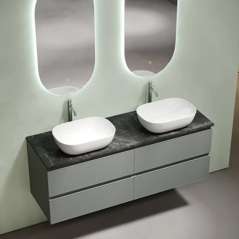 Тумба с раковиной Sancos Folk 140 ergraut soft, столешница черный мрамор TT140A1X, раковина CN6009 Sancos — официальный сайт