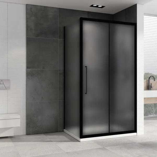 Душевой уголок Abber Schwarzer Diamant AG30120BMH-S100BM 120x100, профиль черный,  стекло матовое Sancos — Оригинал