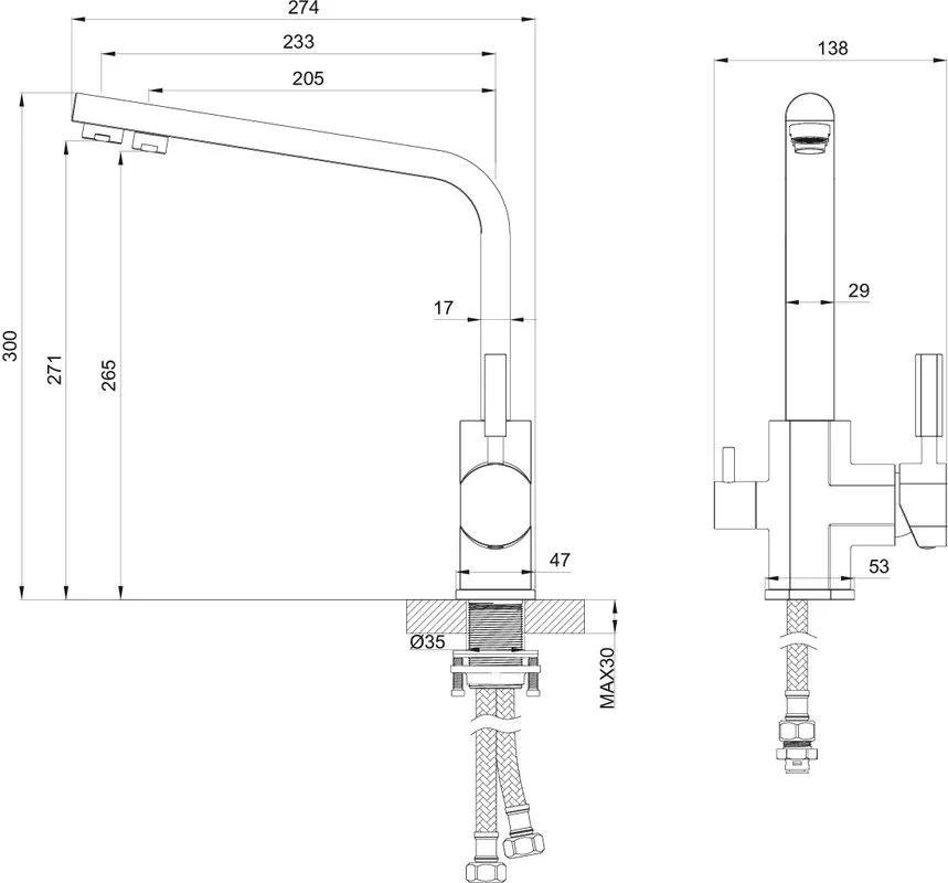 Смеситель для кухни Wonzon & Woghand WW-88458003-BG брашированное золото Sancos — официальный сайт
