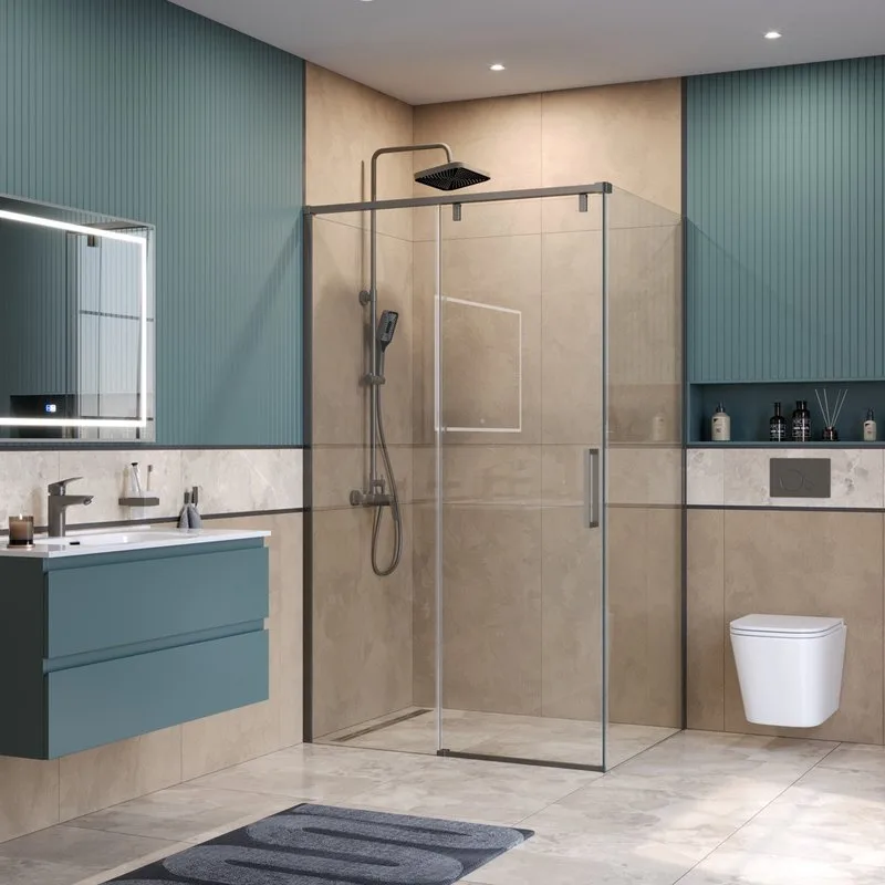 Душевой уголок BelBagno Soft Close-1 AH-1-120/90-C-GM профиль оружейная сталь Sancos — официальный сайт