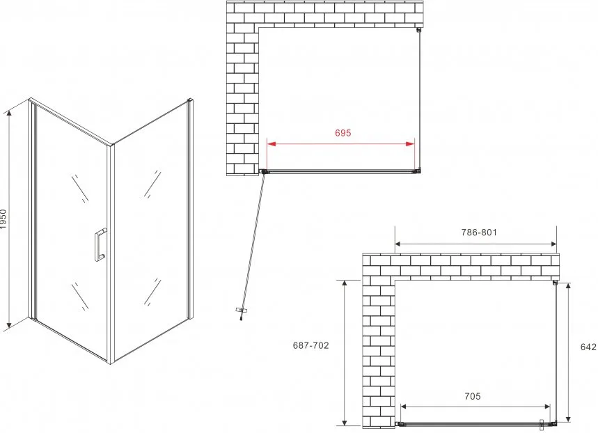 Душевой уголок Abber Sonnenstrand AG04080B-S70B 80x70, профиль черный, стекло прозрачное Sancos — официальный сайт