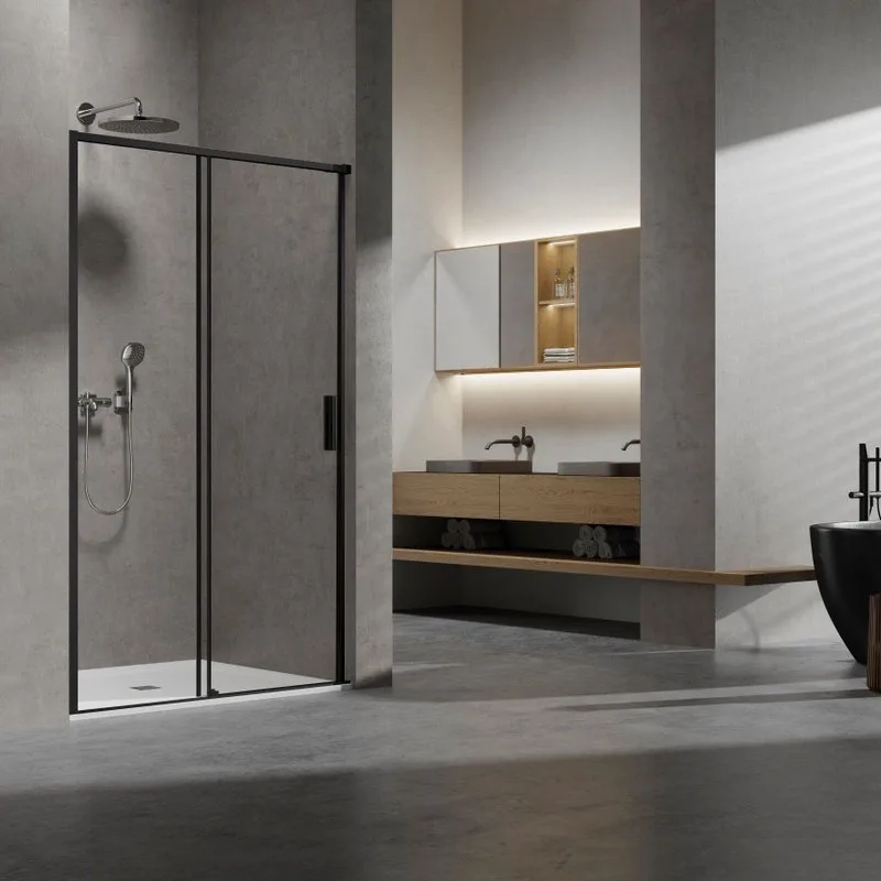 Душевая дверь Vincea Slim VDS-6SL140CLB, 1400, черный, стекло прозрачное Sancos — официальный сайт