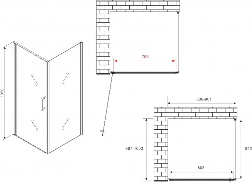 Душевой уголок Abber Sonnenstrand AG04090B-S100B 100x90, профиль черный, стекло прозрачное Sancos — официальный сайт
