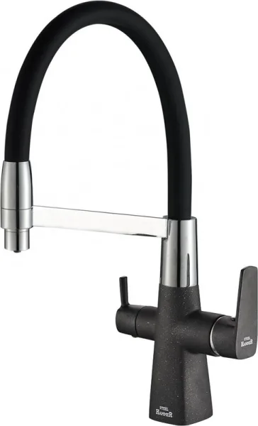 Смеситель для кухни Steel Hammer SH 818-6 Black Cr с гибким изливом Sancos — Оригинал