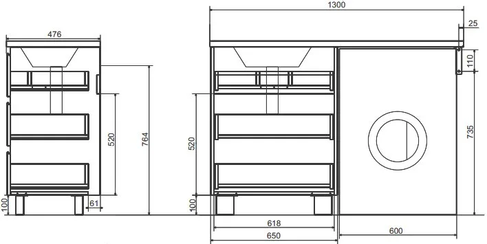 Тумба под раковину без столешницы Эстет Dallas Luxe 130 напольная, 3 ящика Sancos — официальный сайт