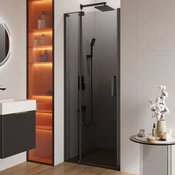 Душевая дверь в нишу Cezares Slider B 1 70/80 Grigio Nero профиль черный, стекло серое Sancos — Оригинал