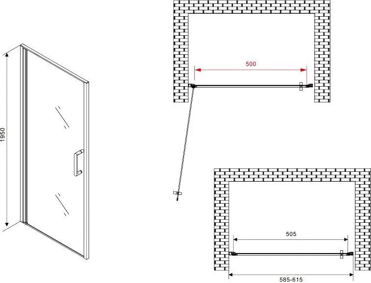 Душевая дверь в нишу Abber Sonnenstrand AG04060 60 см, профиль хром, стекло прозрачное Sancos — официальный сайт