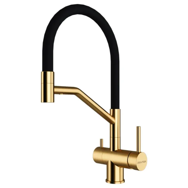 Смеситель для кухни Paulmark Ru213175-BG, с гибким изливом, брашированное золото Sancos — Оригинал