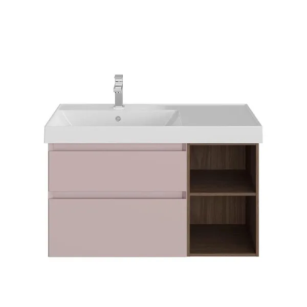 Тумба под раковину без столешницы KERAMA MARAZZI Cubo 90, левая подвесная, с ящиками и полкой, мальв Sancos — Оригинал