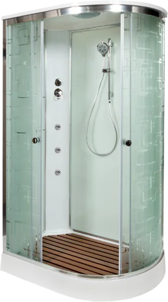 Душевая кабина DTO EM1512L 120х80, с гидромассажем, профиль хром, стекло матовое с узором Sancos — Оригинал