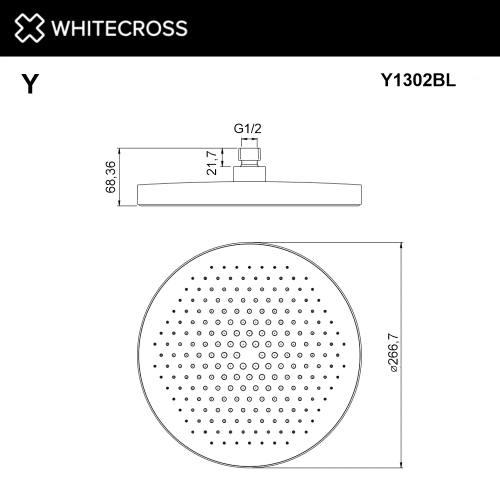Верхний душ WHITECROSS Y Y1302BL черный матовый Sancos — официальный сайт
