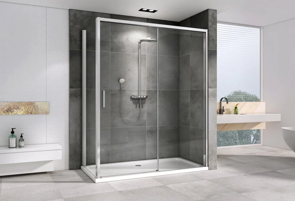 Душевой уголок Abber Komfort AG93150-S92 150x90, профиль хром, стекло прозрачное Sancos — официальный сайт