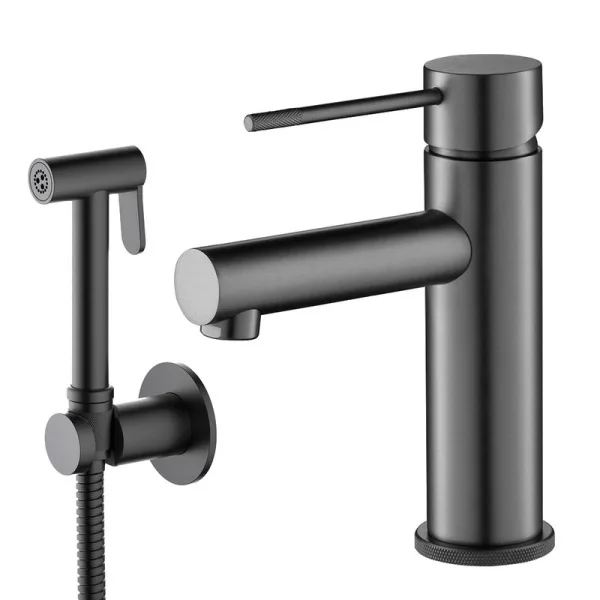 Смеситель для раковины Timo Saona 2360/18G, с гигиеническим душем, черное золото Sancos — Оригинал