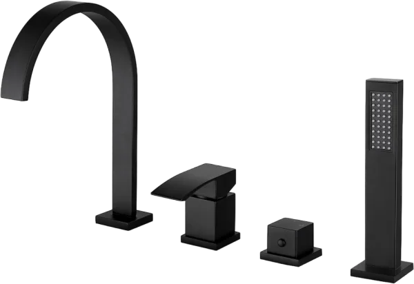 Смеситель на борт ванны Abber Wasserfall AF8613B, черный Sancos — Оригинал