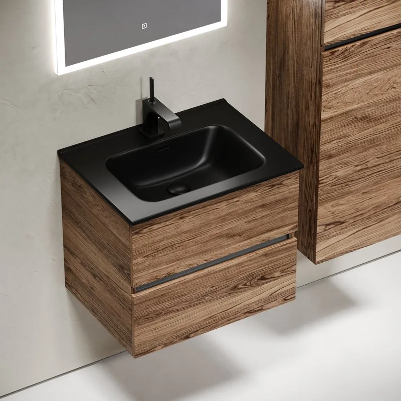 Тумба с раковиной Sancos Urban 60 дуб чарльстон, черная раковина CN7001MB Sancos — официальный сайт