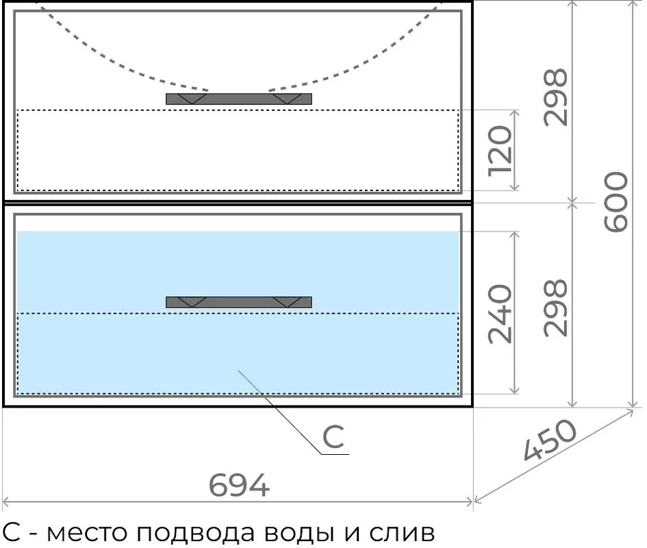 Тумба под раковину без столешницы Uperwood Foster 70 подвесная, 2 ящика, матовая белая Sancos — официальный сайт