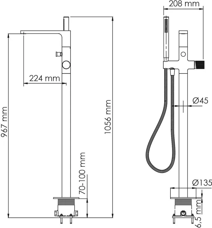Напольный смеситель для ванны с душем Wasserkraft Ems 7621, С ВНУТРЕННЕЙ ЧАСТЬЮ, глянцевое золото PV Sancos — официальный сайт