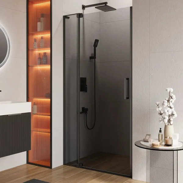 Душевая дверь в нишу Cezares Slider B 1 100/110 Grigio Nero профиль черный, стекло серое Sancos — Оригинал