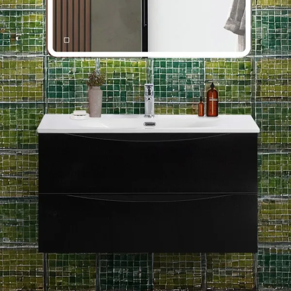 Тумба под раковину без столешницы BelBagno Marino-cer-n 90 подвесная, nero lucido Sancos — Оригинал